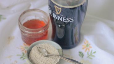 Guinness beer, oat, and honey acne fighting face mask; Guinness Beer Rinse